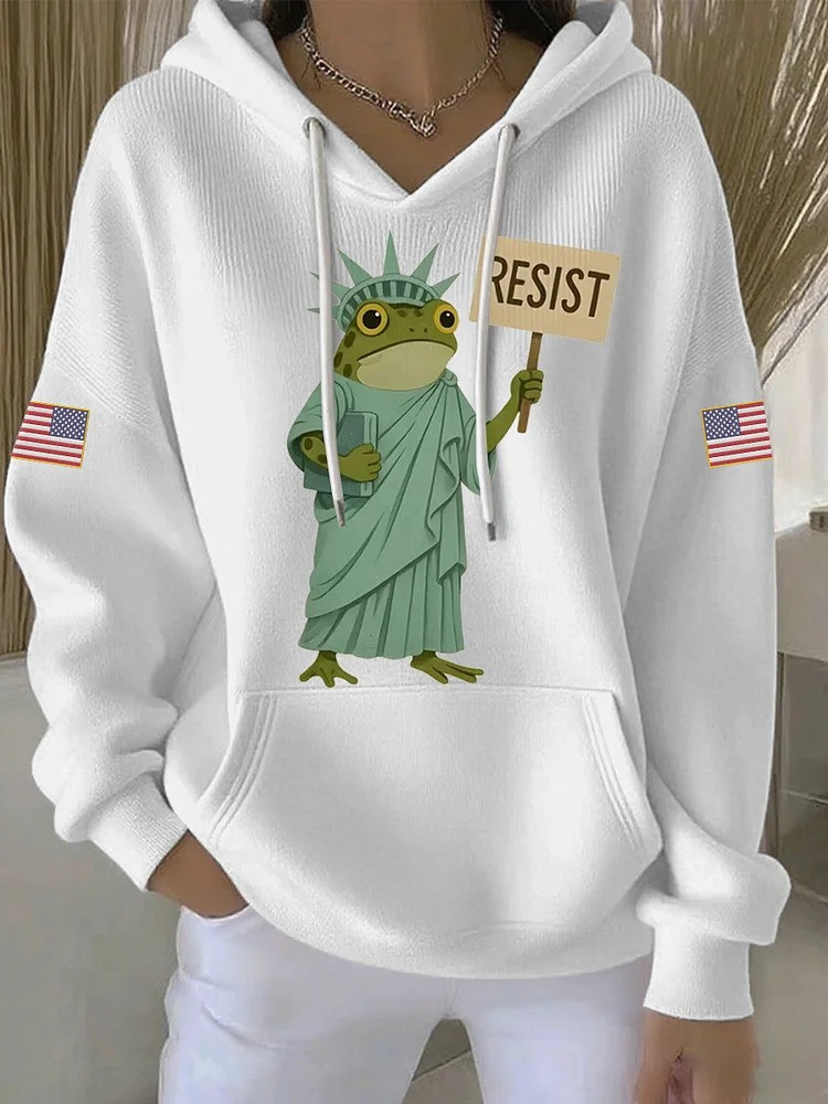 Portland Frog Resist Statue Of Liberty Hoodie Abolish ICE Anti Fascist Merch