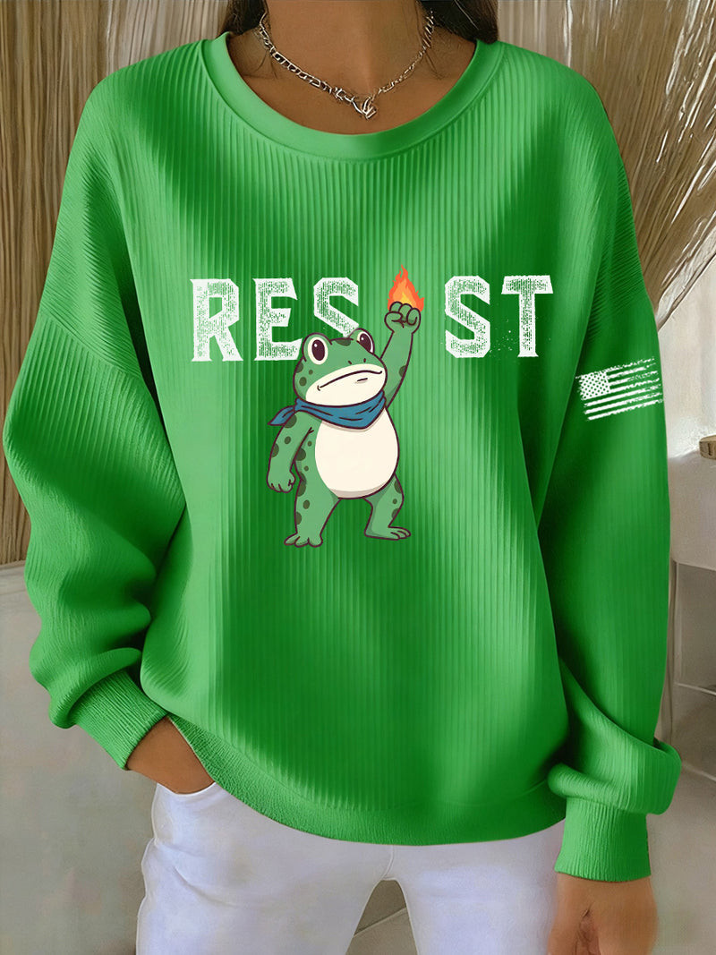 Portland Frog Resist Sweatshirt 86 47 FDT American Flag Merch Anti Fascism Gift Ideas