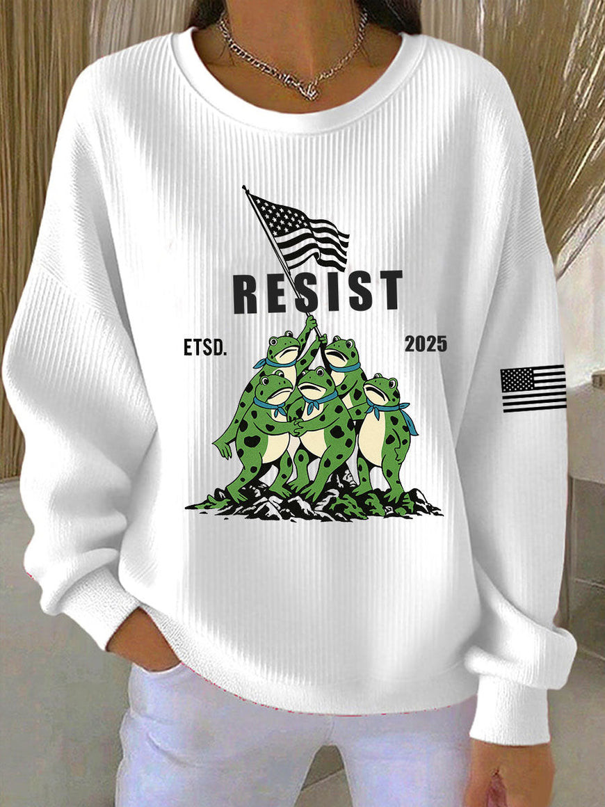 Portland Frog Resist Sweatshirt Etsd 2025 American Flag Merch Anti Fascism Gifts