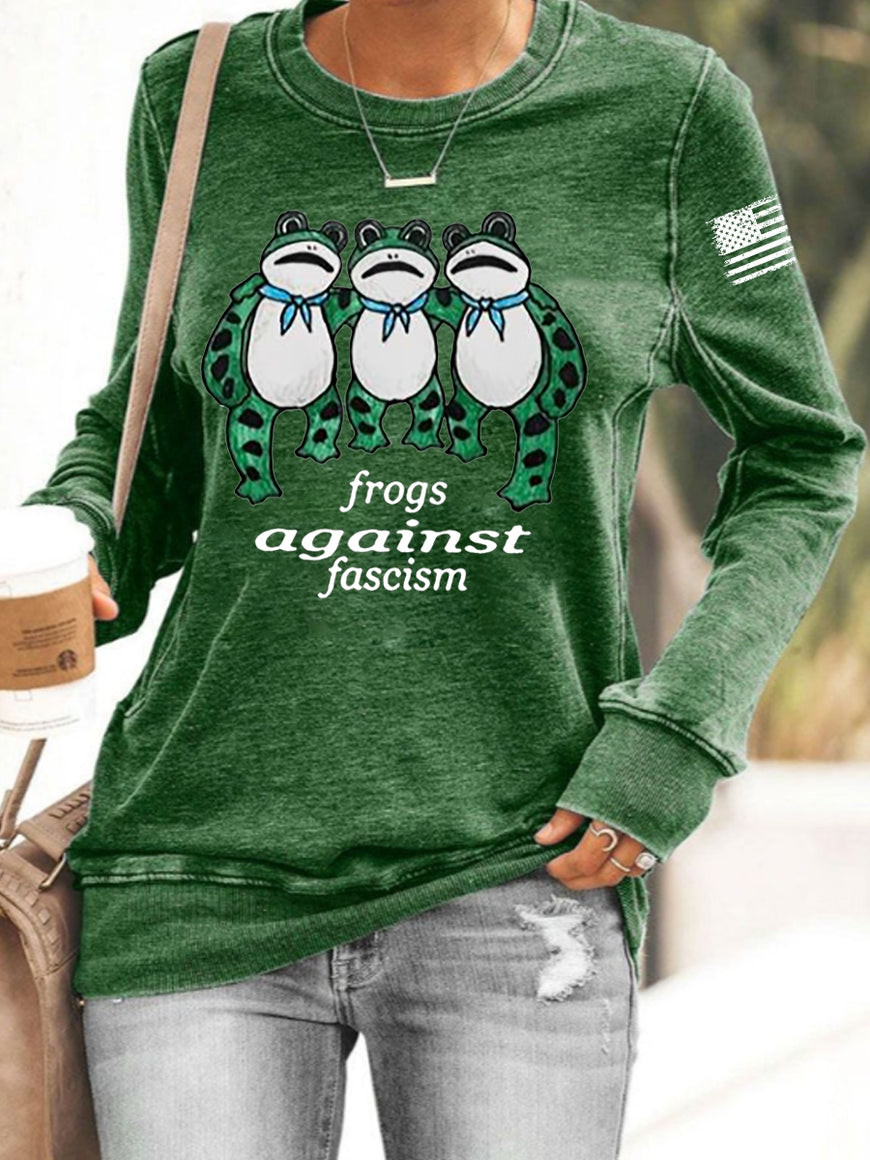 Portland Frog Resist Sweatshirt Frog Against Fascism American Flag Merch Gifts For Patriots