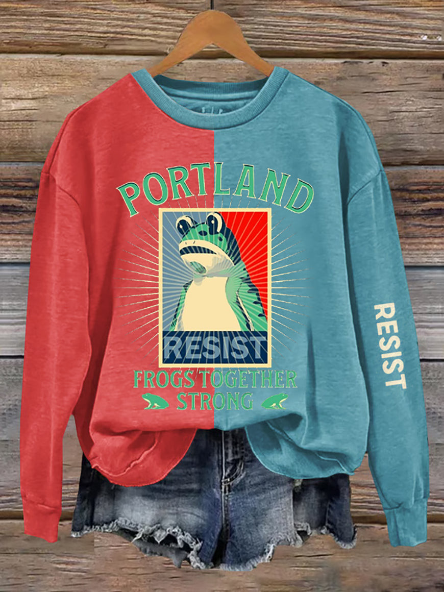 Portland Frog Resist Sweatshirt Frogs Together Strong Anti Fascism Merch Gifts For Her