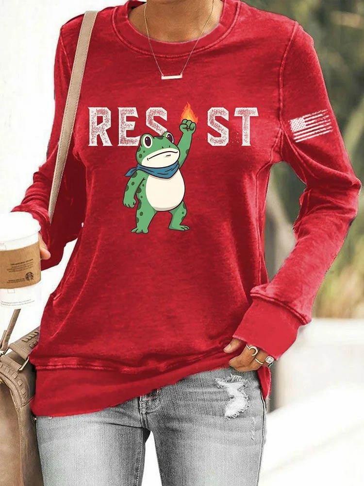 Portland Frog Resist Sweatshirt No Kings Frog Anti Fascist Merch Gifts For Women