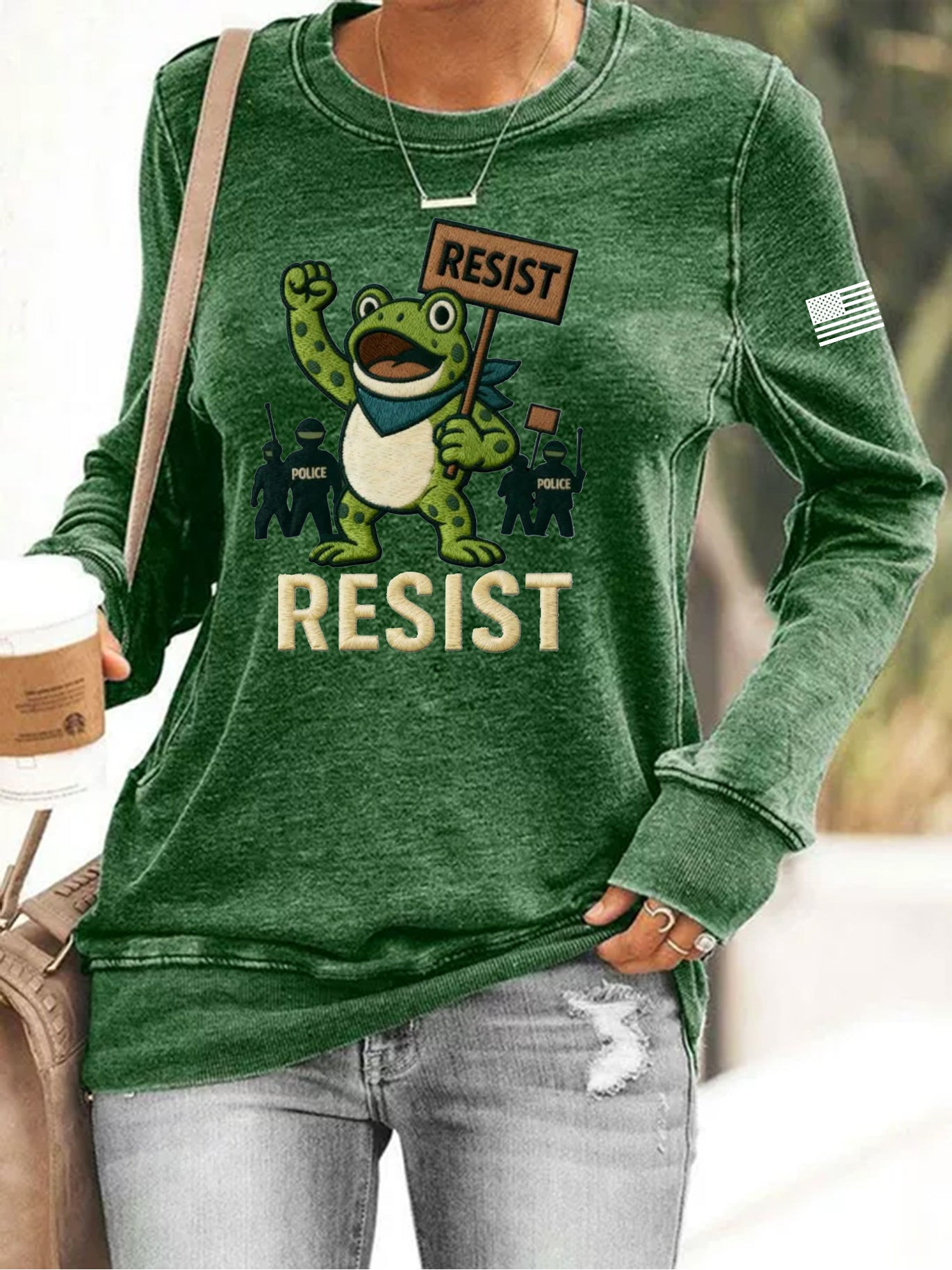 Portland Frog Resist Sweatshirt No Kings Resist Anti MAGA Merch Gifts For Liberal Friends