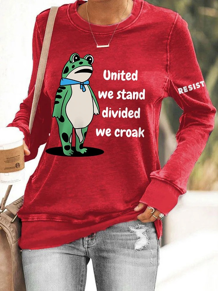 Portland Frog Resist Sweatshirt United We Stand Divided We Croak Antifa Apparel Gifts