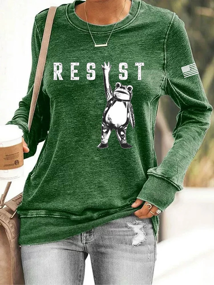 Portland Frog Resist Sweatshirt USA Flag Anti ICE Protest Merch Gifts For Friends