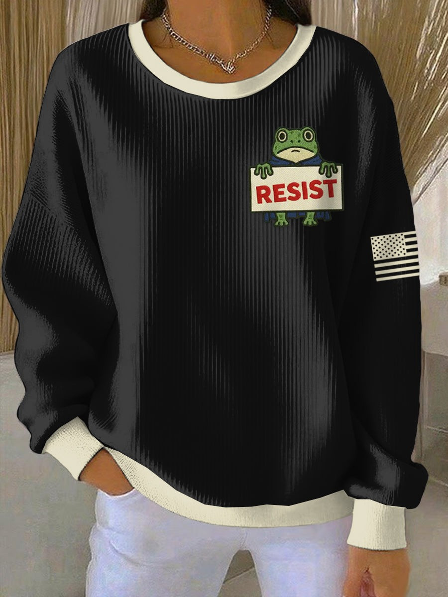 Portland Frog Resist Sweatshirt USA Flag No Kings Political Protest Clothes Presents