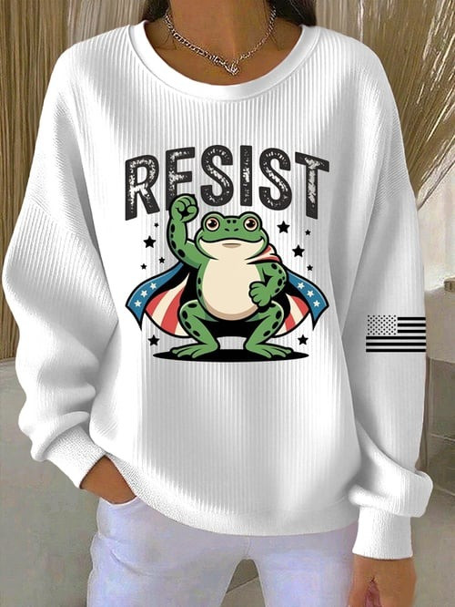 Portland Frog Resist Sweatshirt USA Flag No Kings Political Protest Funny Activist Gifts