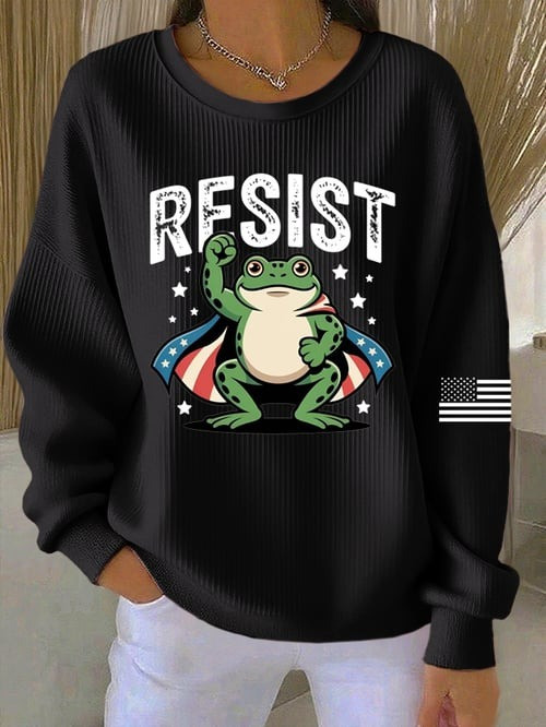 Portland Frog Resist Sweatshirt USA Flag No Kings Political Protest Funny Activist Gifts