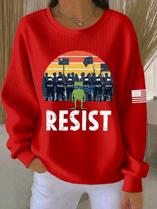 Portland Frog Resist Sweatshirt USA Flag No Kings Political Protest Humor Clothes Gift Ideas
