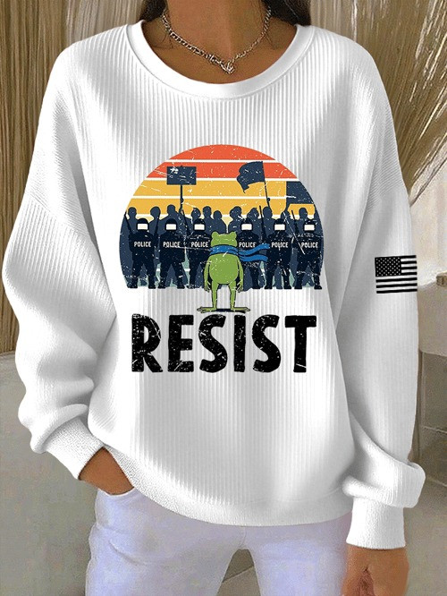 Portland Frog Resist Sweatshirt USA Flag No Kings Political Protest Humor Clothes Gift Ideas