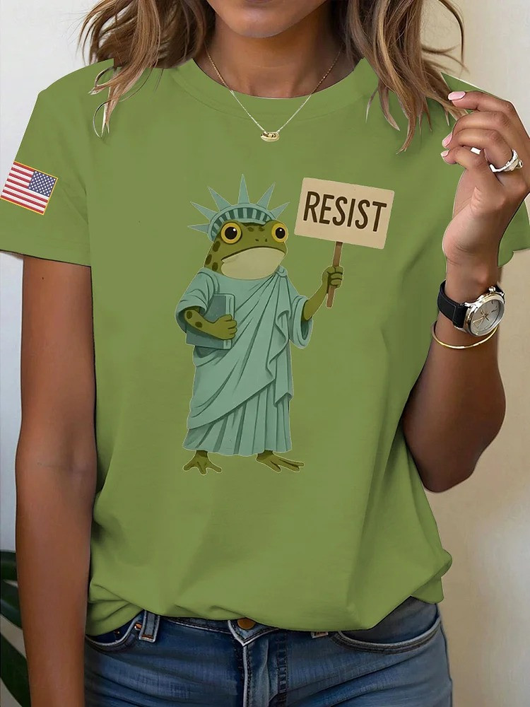 Portland Frog Resist T-Shirt Statue Of Liberty Abolish ICE Apparel Gifts