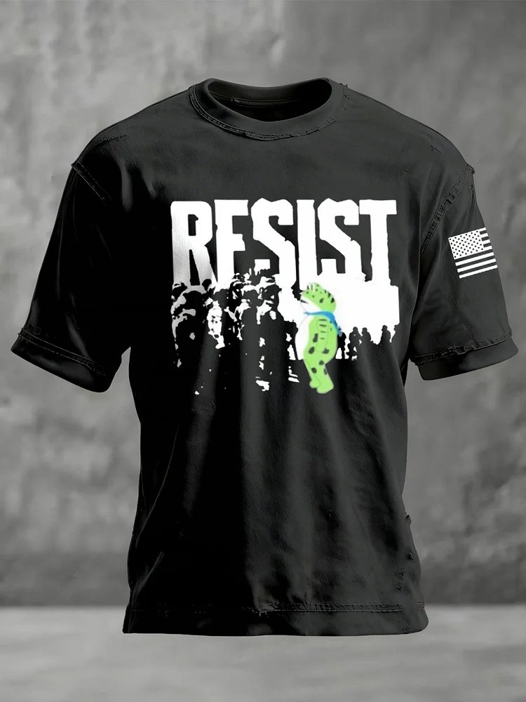 Portland Frog Resist T-Shirt USA Flag Anti Fascist Protest FDT Apparel Gifts