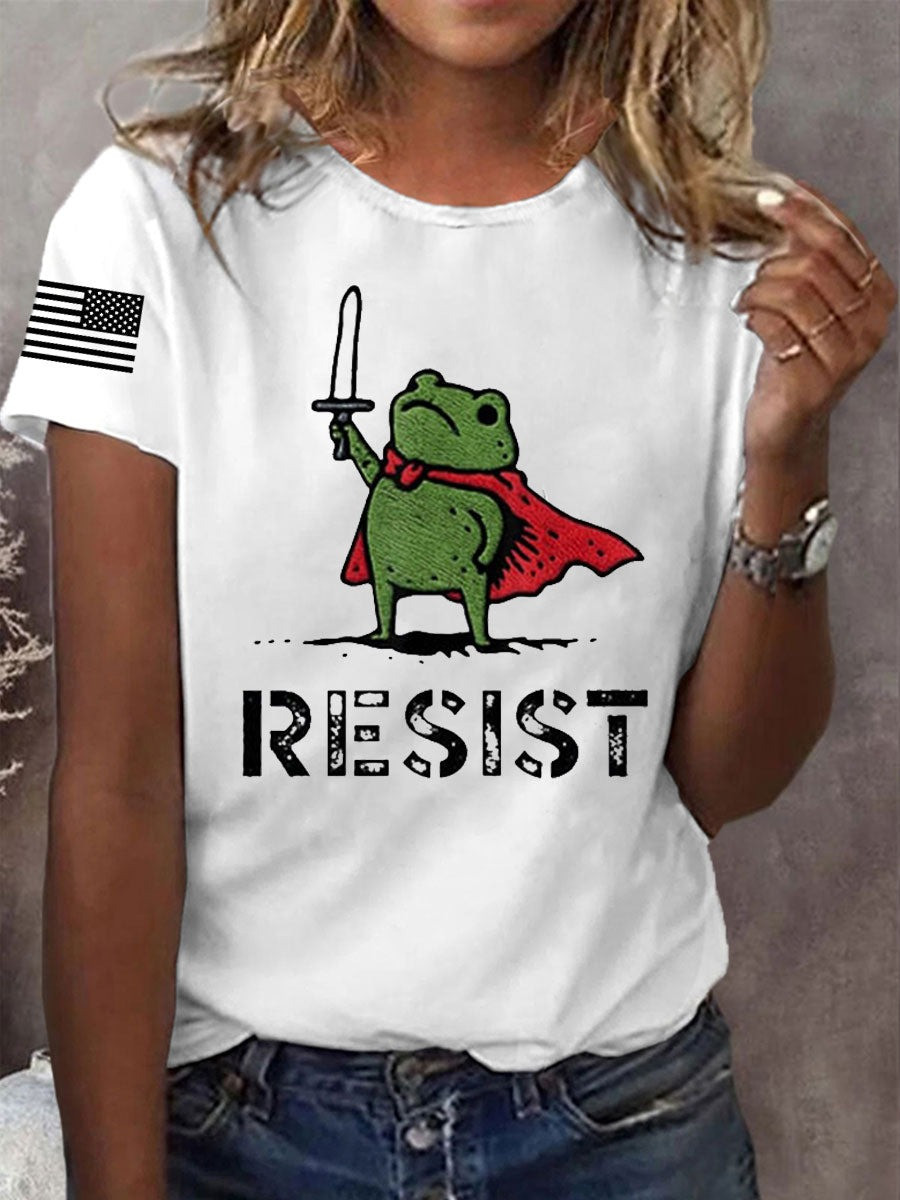 Portland Frog Resist T-Shirt USA Flag No Kings Anti Fascism Protest Apparel Gifts For Her