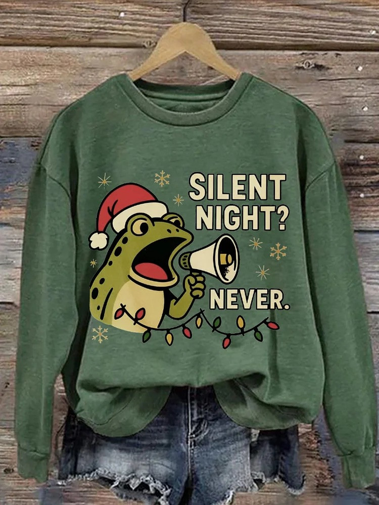 Portland Frog Silent Night Never Sweatshirt Funny Christmas Clothes Anti Trump Gifts