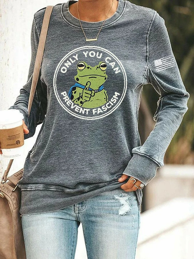 Portland Frog Sweatshirt Only You Can Prevent Fascism Merch Gifts For Liberal Friends