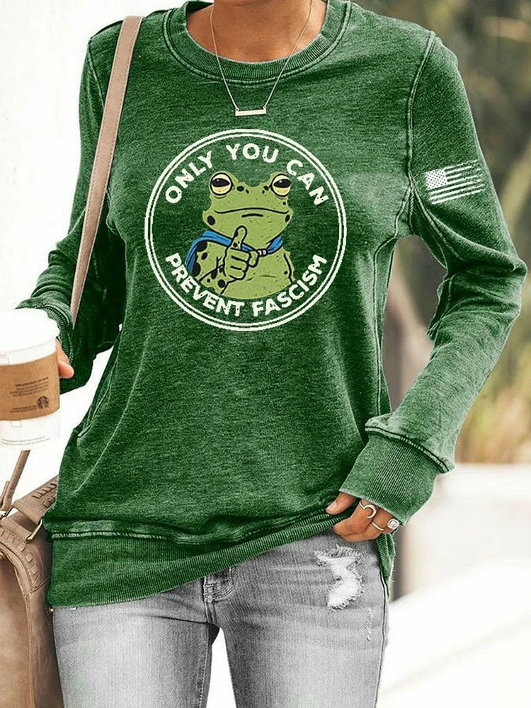 Portland Frog Sweatshirt Only You Can Prevent Fascism Portland No Kings Protest Merch