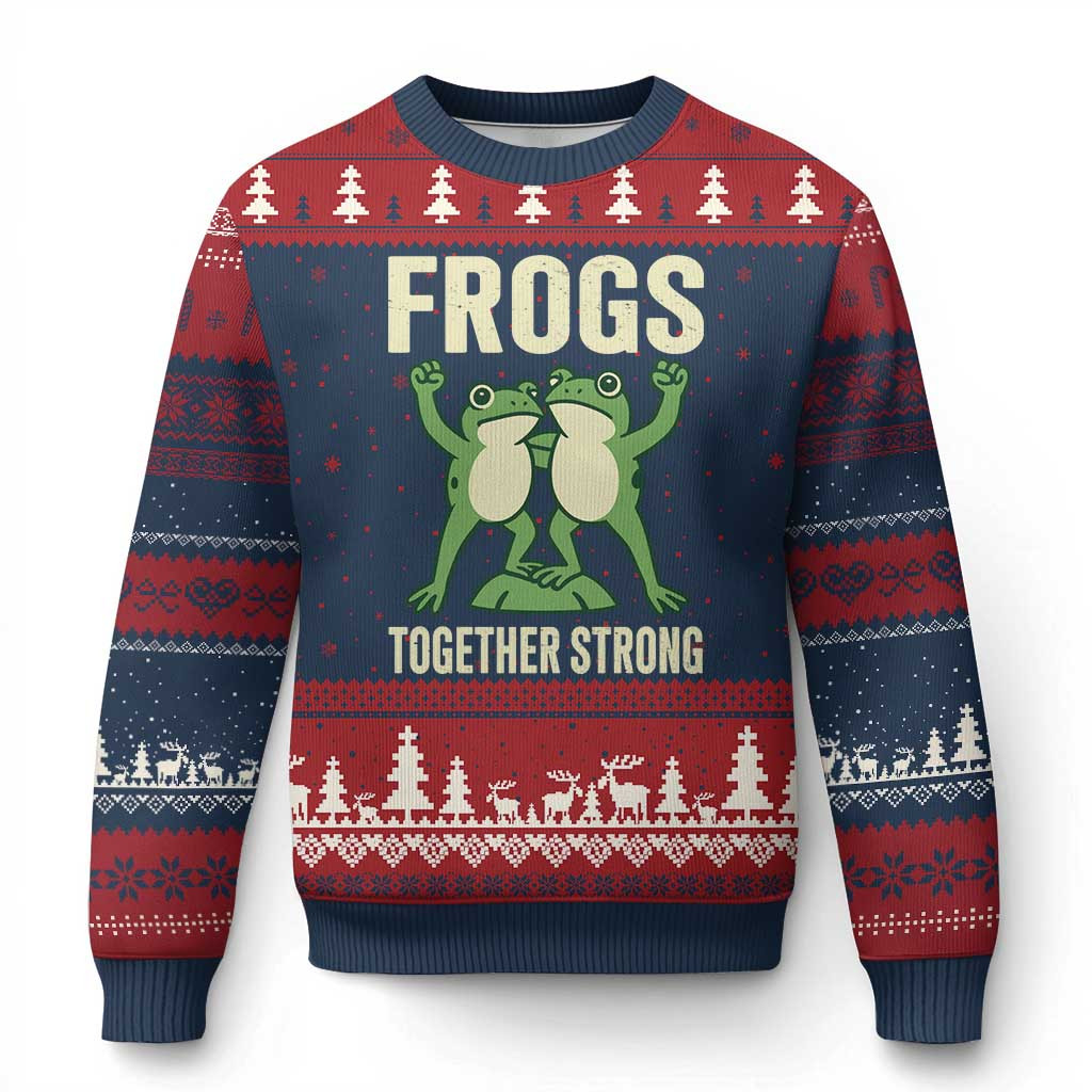 Portland Frog Together Strong Ugly Christmas Sweater Activist Resist Jumper Xmas Frog Gifts