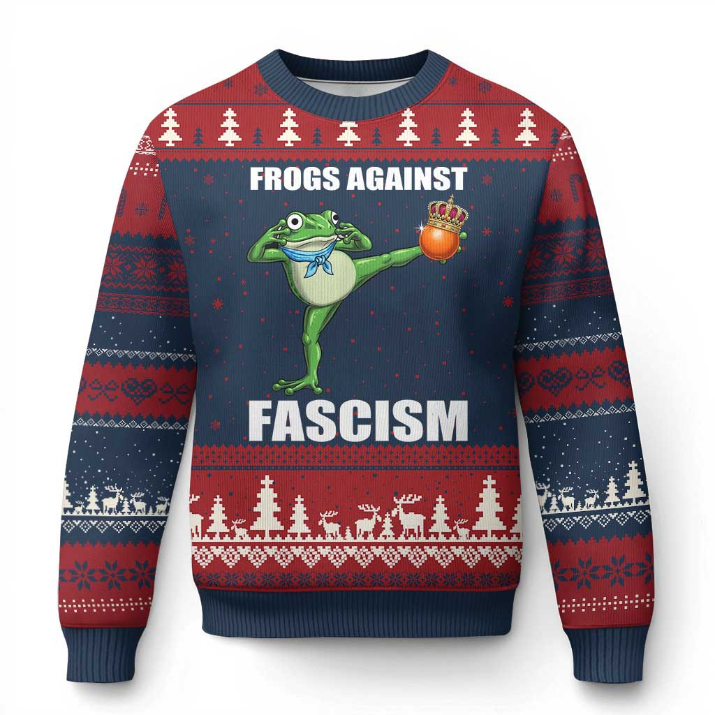 Portland Frogs Against Fascism Ugly Christmas Sweater No Fascist Sweater Frog Protest Gifts