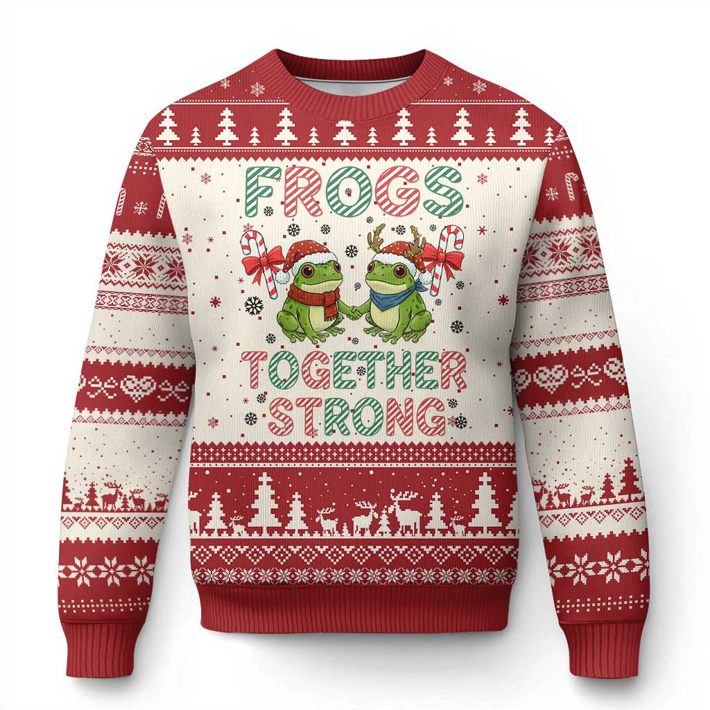 Portland Frogs Together Strong Ugly Christmas Sweater Funny Xmas Frogs Sweater Resist Gifts