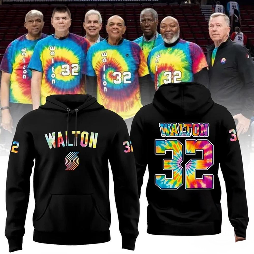 Portland Trail Blazers Bill Walton Tribute 2025 New Design Black Hoodie Basketball Fans Gift