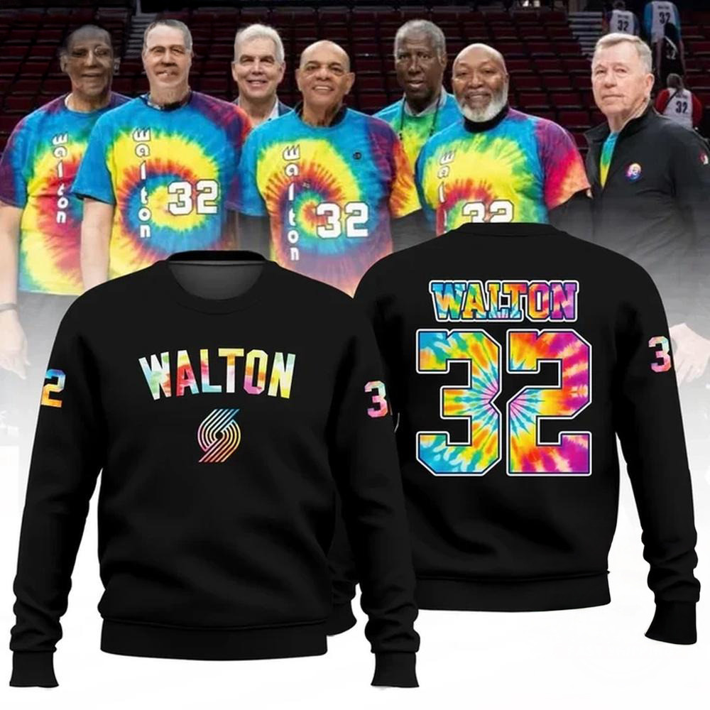 Portland Trail Blazers Bill Walton Tribute 2025 New Design Black Sweatshirt Basketball Fans Gift