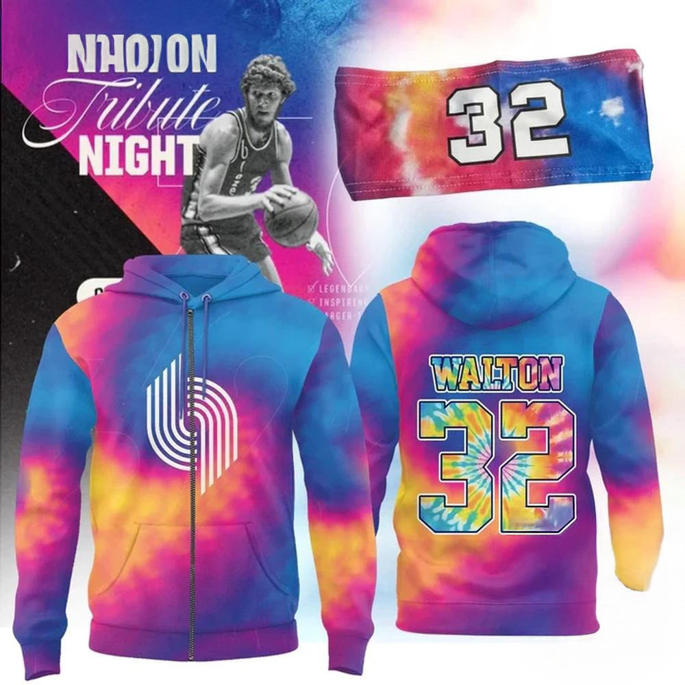 Portland Trail Blazers Bill Walton Tribute 2025 Zip Hoodie Gift Ideas For Basketball Lovers