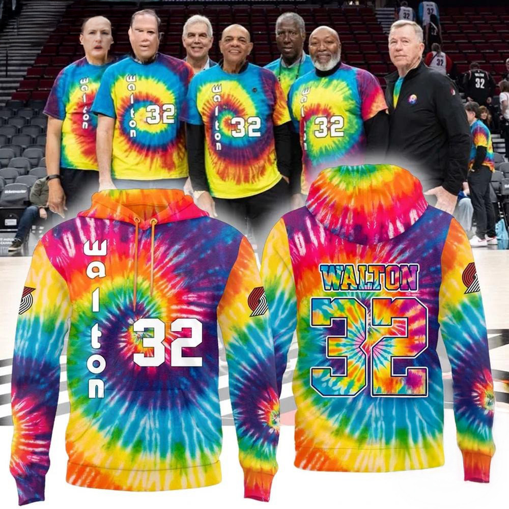 Portland Trail Blazers Limited Edition Bill Walton Tribute Tie Dye Hoodie Basketball Fan Gift