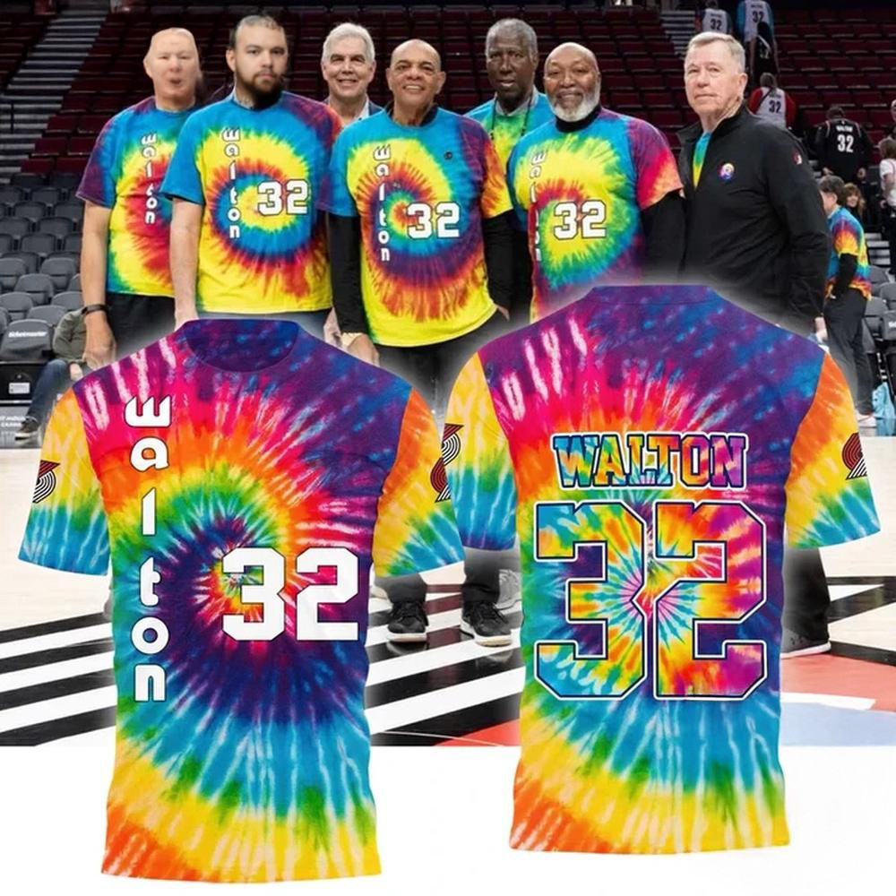 Portland Trail Blazers Limited Edition Bill Walton Tribute Tie Dye Shirt Basketball Fan Gift