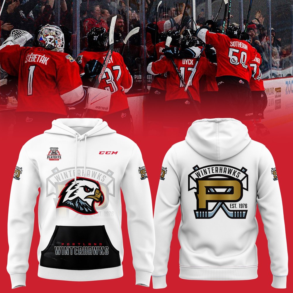 Portland Winterhawks WHL Playoffs 2025 White Hoodie Portland Winterhawks Merch Best Gifts For Hockey Players
