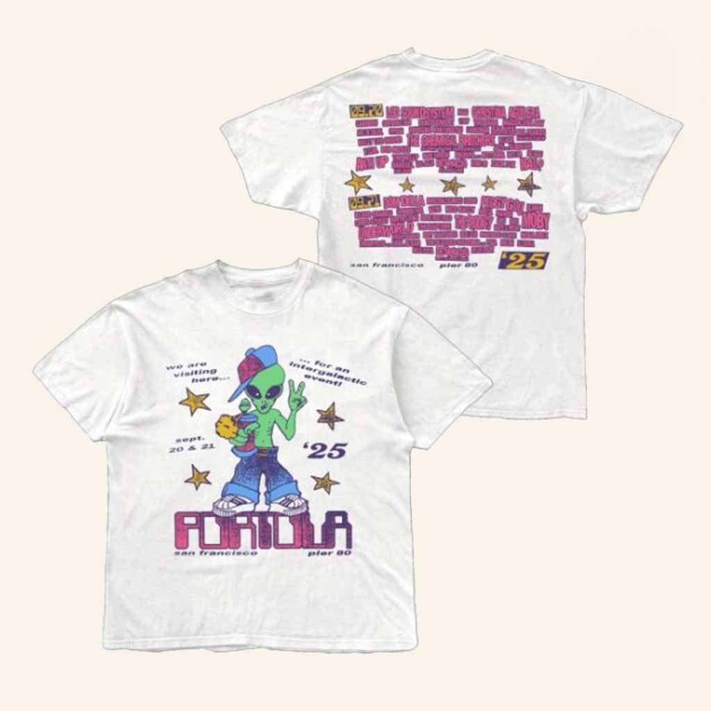 Portola Music Festival 2025 Merch Intergalactic Visitor T-Shirt Music Lover Gifts For Him Portola Music Festival 2025 Merch Intergalactic Visitor T-Shirt Music Lover Gifts For Him