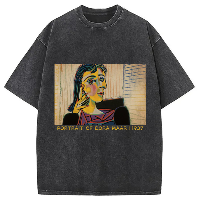 Portrait of Dora Maar Washed T-Shirt Unique Aesthetic Fashion Tee Gifts For Her