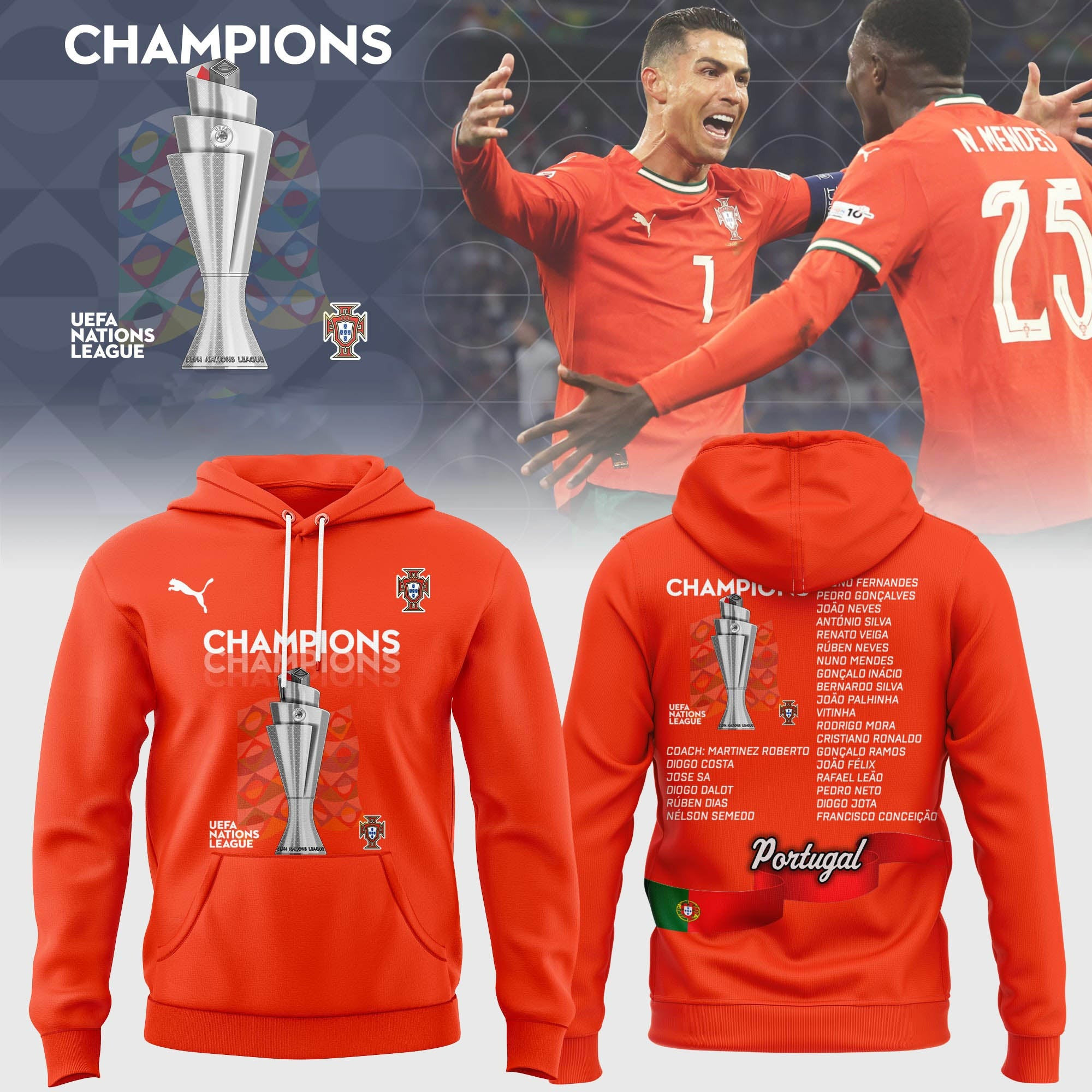 Portugal Champions UEFA Nations League 2025 Hoodie Gift Ideas For Fans