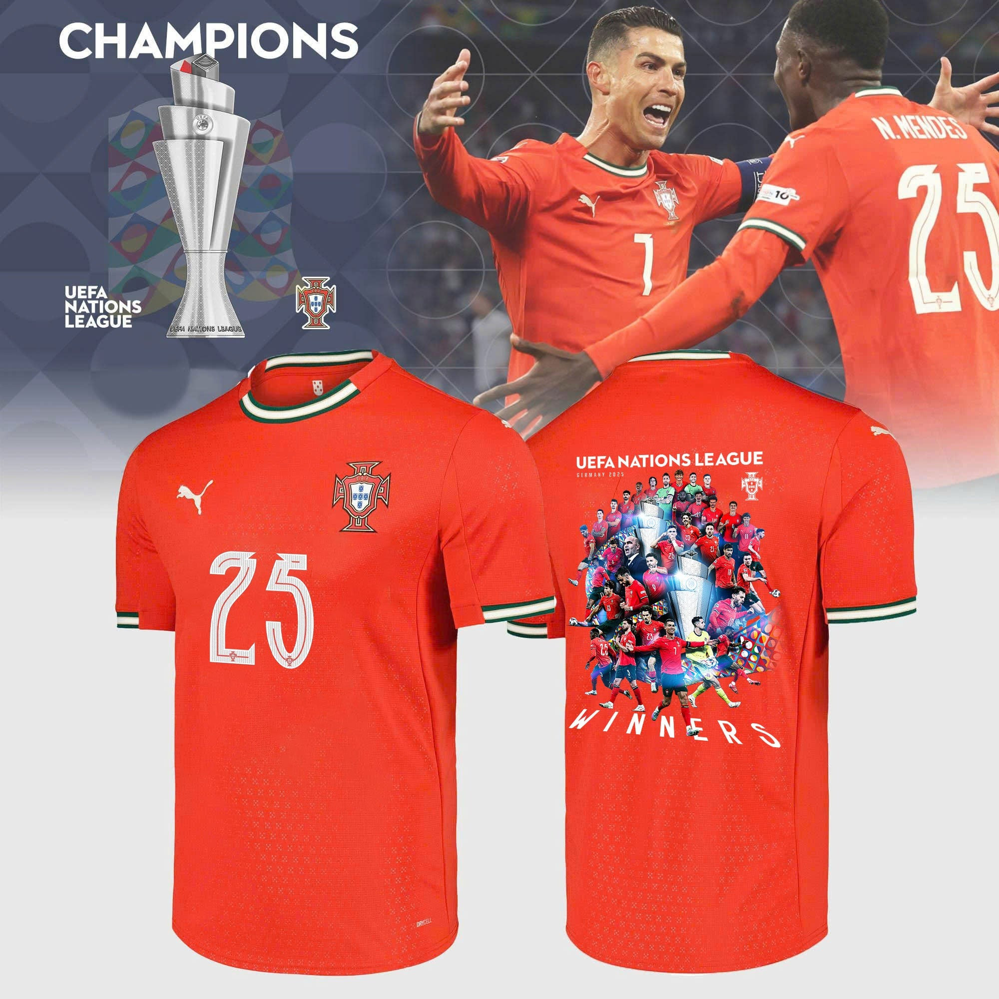 Portugal Champions UEFA Nations League 2025 Soccer Jersey Gift Ideas For Fans