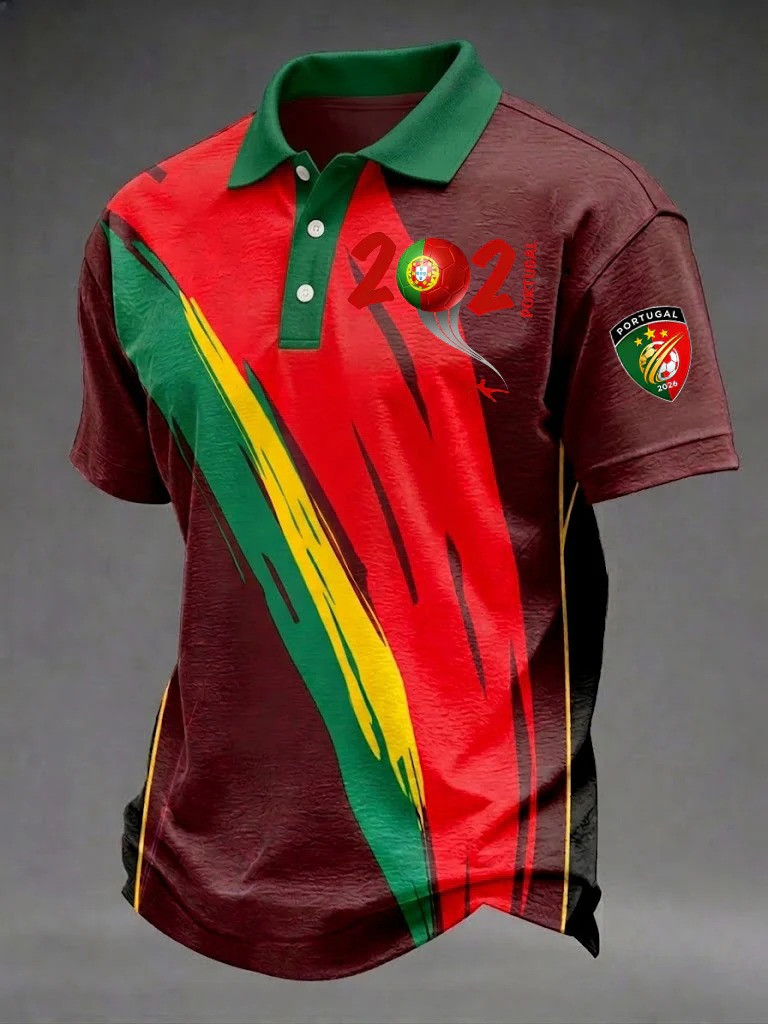 Portugal Soccer Fan Polo Shirt Patriotic Abstract Paint Stroke Clothing Gift For Supporter