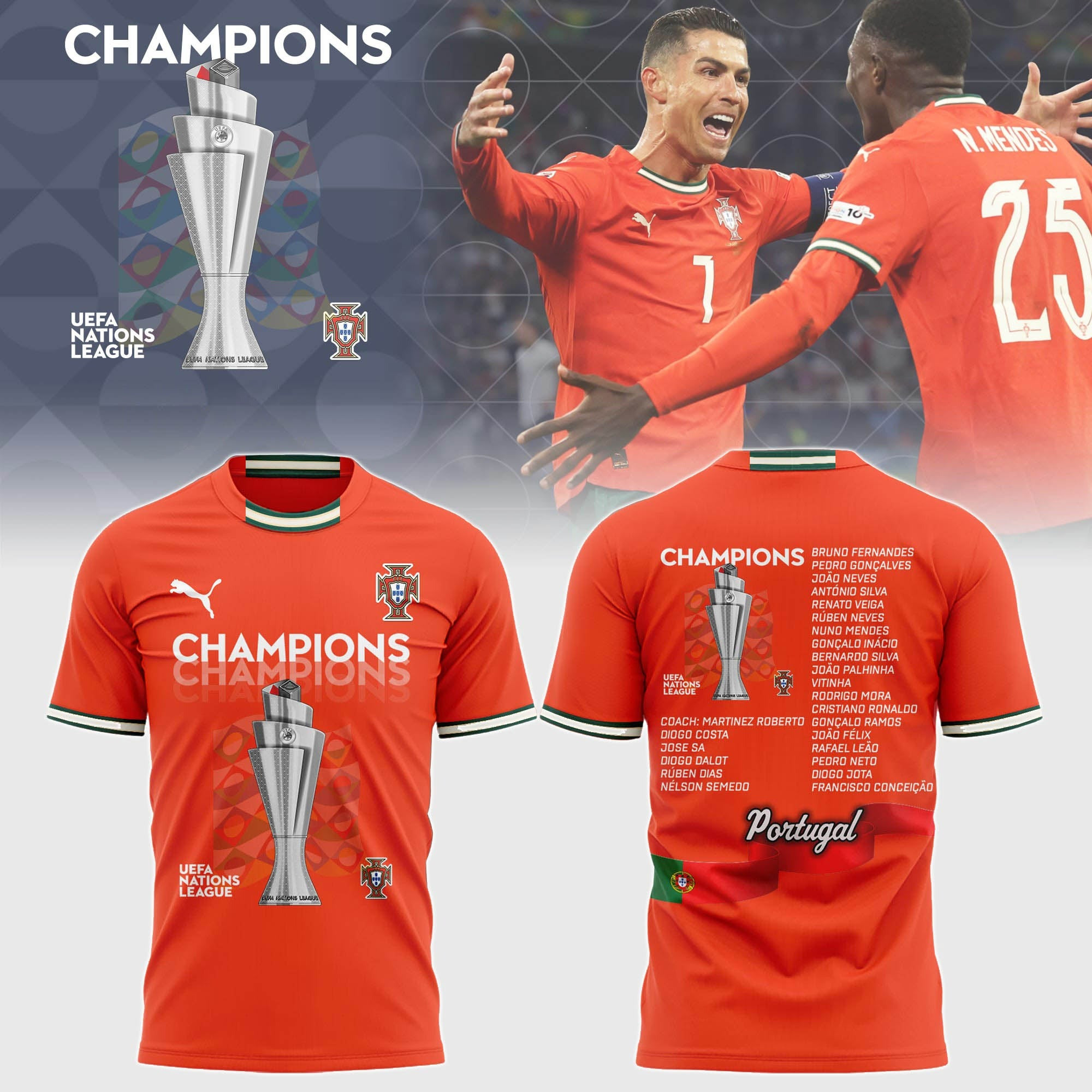 Portugal UEFA Nations League Champions 2025 T-Shirt Gifts For Boyfriend