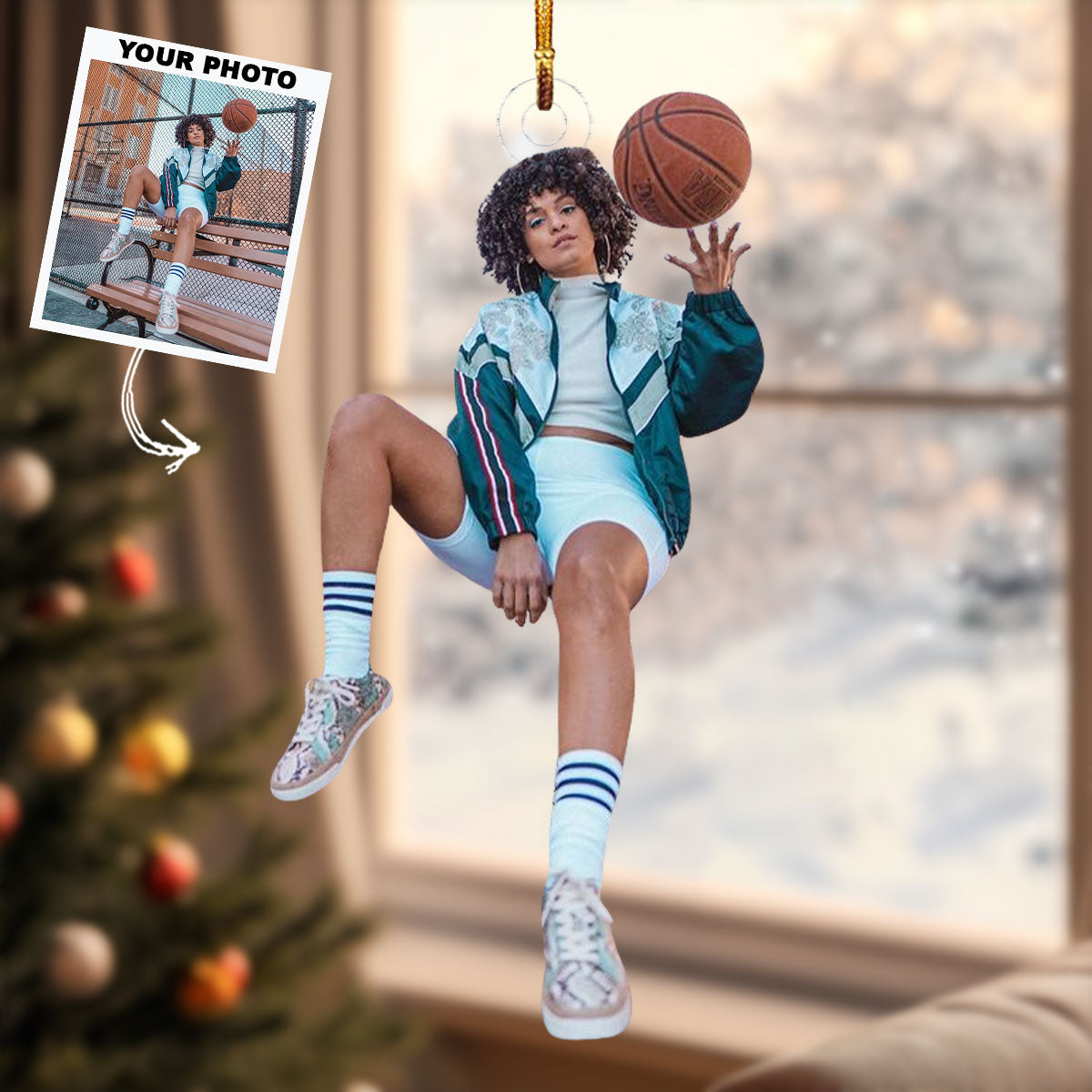 Pose Personalized Photo Mica Ornament Christmas Gift For Basketball Players Basketball