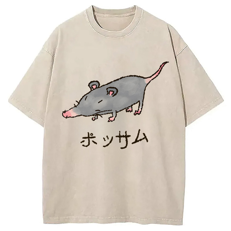 Possamu Rat Washed T-Shirt Casual Vintage Everyday Look Gifts For BFF