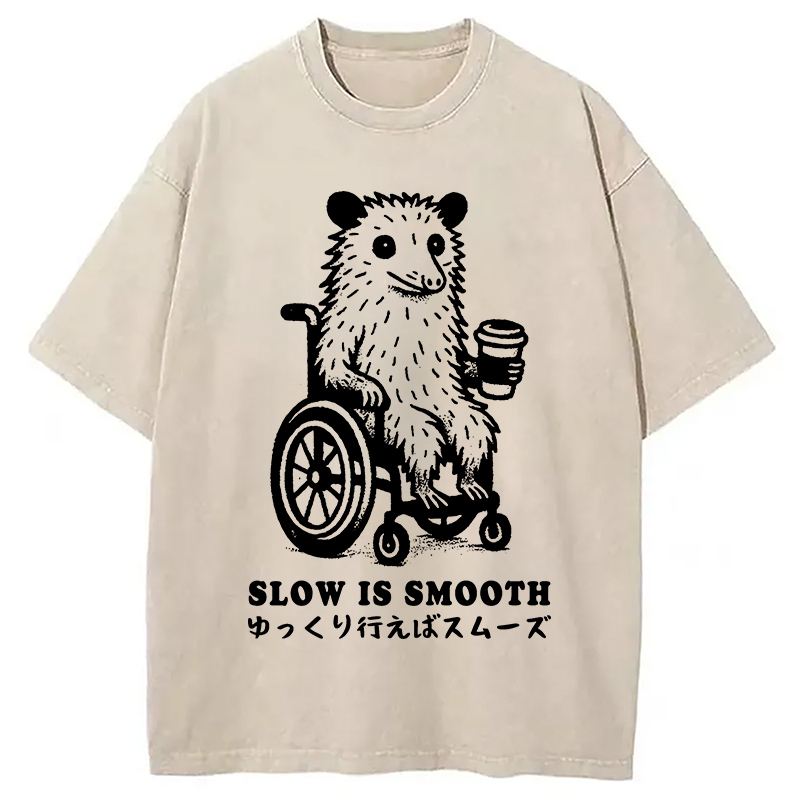 Possum In A Wheelchair Washed T-Shirt Soft Comfortable Daily T Shirt Gifts For Him