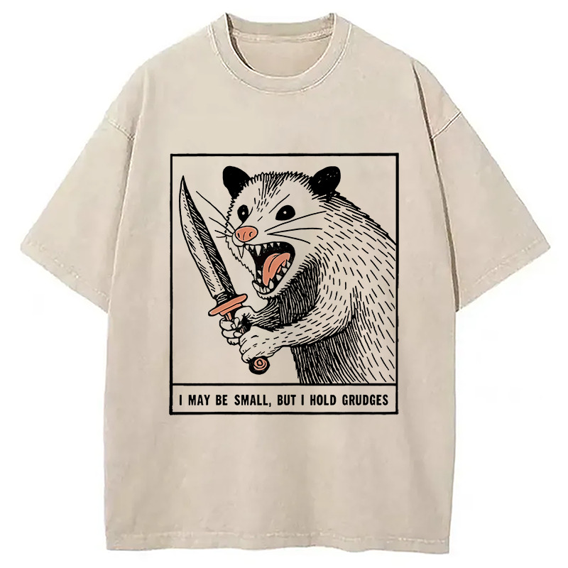 Possum With A Knife Washed T-Shirt Retro Humor Graphic Top Gifts For BFF