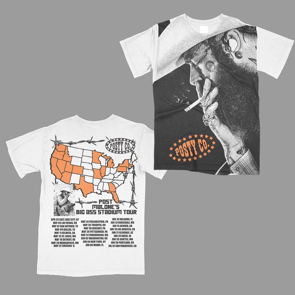 Post Malone Big Ass Stadium Tour Merch T-Shirt Concert Cool Best Fan Gift Ideas For Fans