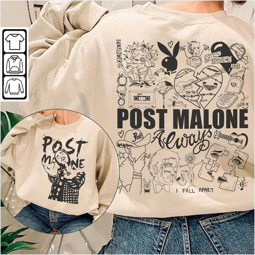 Post Malone Doodle Art Tattoo Sweatshirt Gifts For Best Friend Merch Clothing Post Malone Doodle Art Tattoo Sweatshirt Gifts For Best Friend Merch Clothing