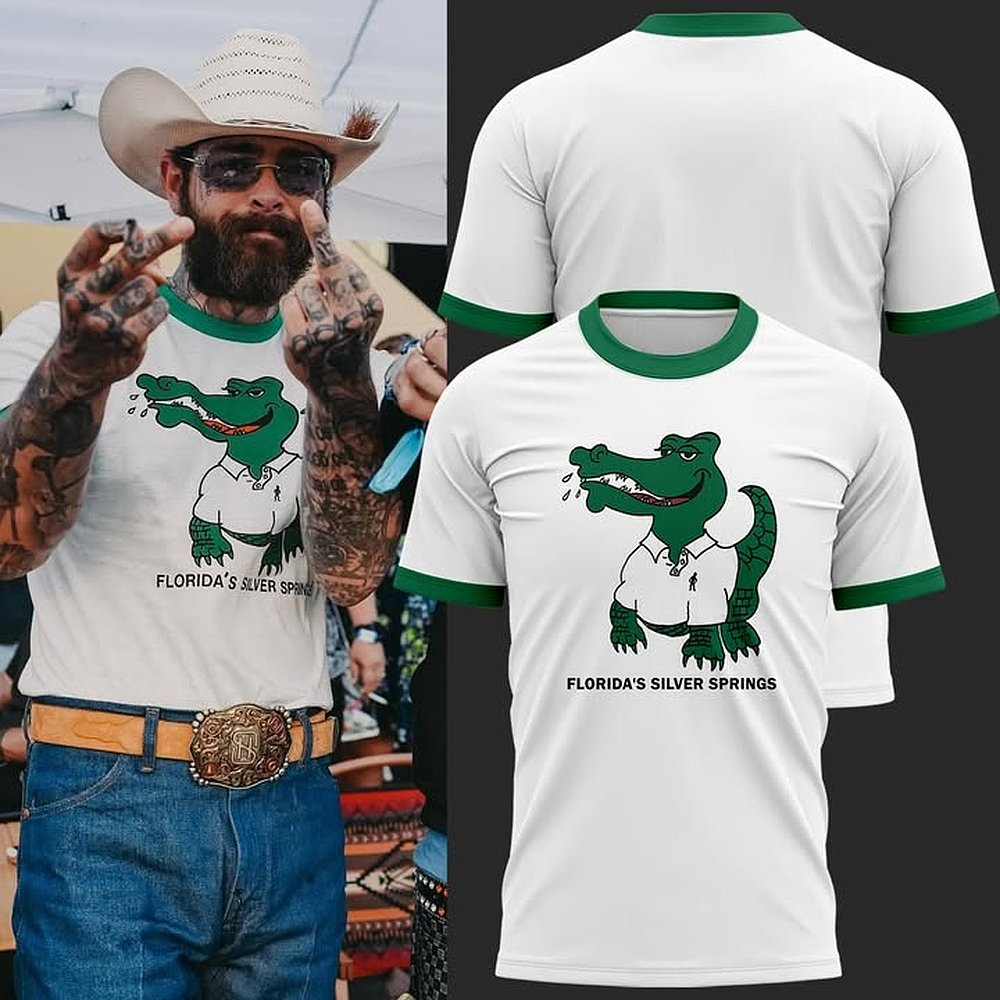 Post Malone Florida's Silver Springs White T-Shirt Best Gifts For Husband