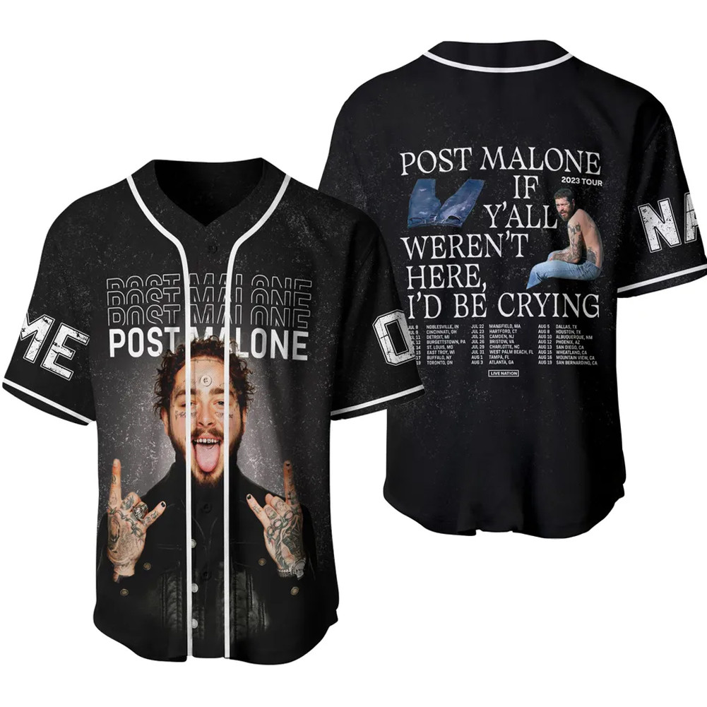 Post Malone Jelly Roll Big Ass Stadium Tour 2025 Baseball Jersey Music Themed Gift For Fans