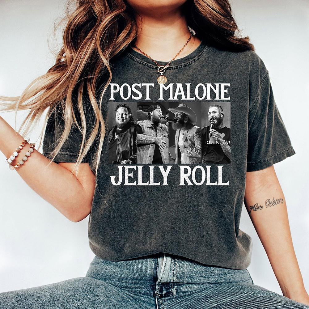 Post Malone Jelly Roll Concert Tour T-Shirt Beautifully Broken Rap Merch Best Gift For Fans