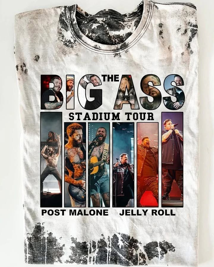 Post Malone Jelly Roll The Big Ass Stadium Tour 2025 Merch T-Shirt Concert Best Fan Gifts