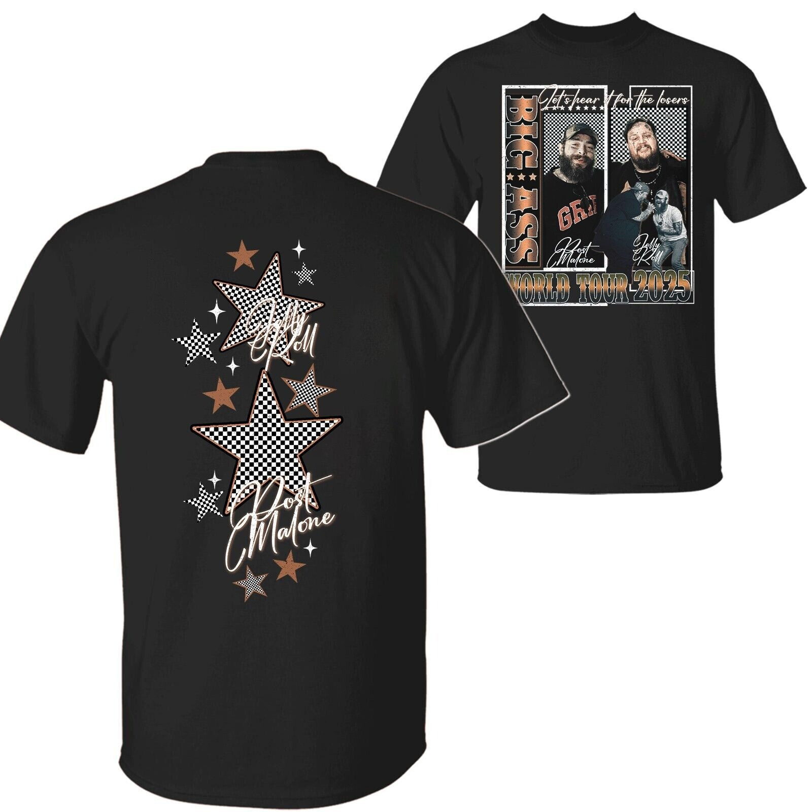 Post Malone Jelly Roll The Big Ass Stadium Tour Merch T-Shirt 2025 Gifts For Music Fans