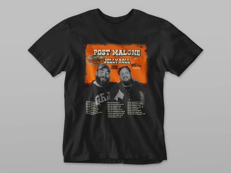 Post Malone Jelly Roll The Big Ass Stadium Tour Merch T-Shirt 2025 Unique Fan Gifts