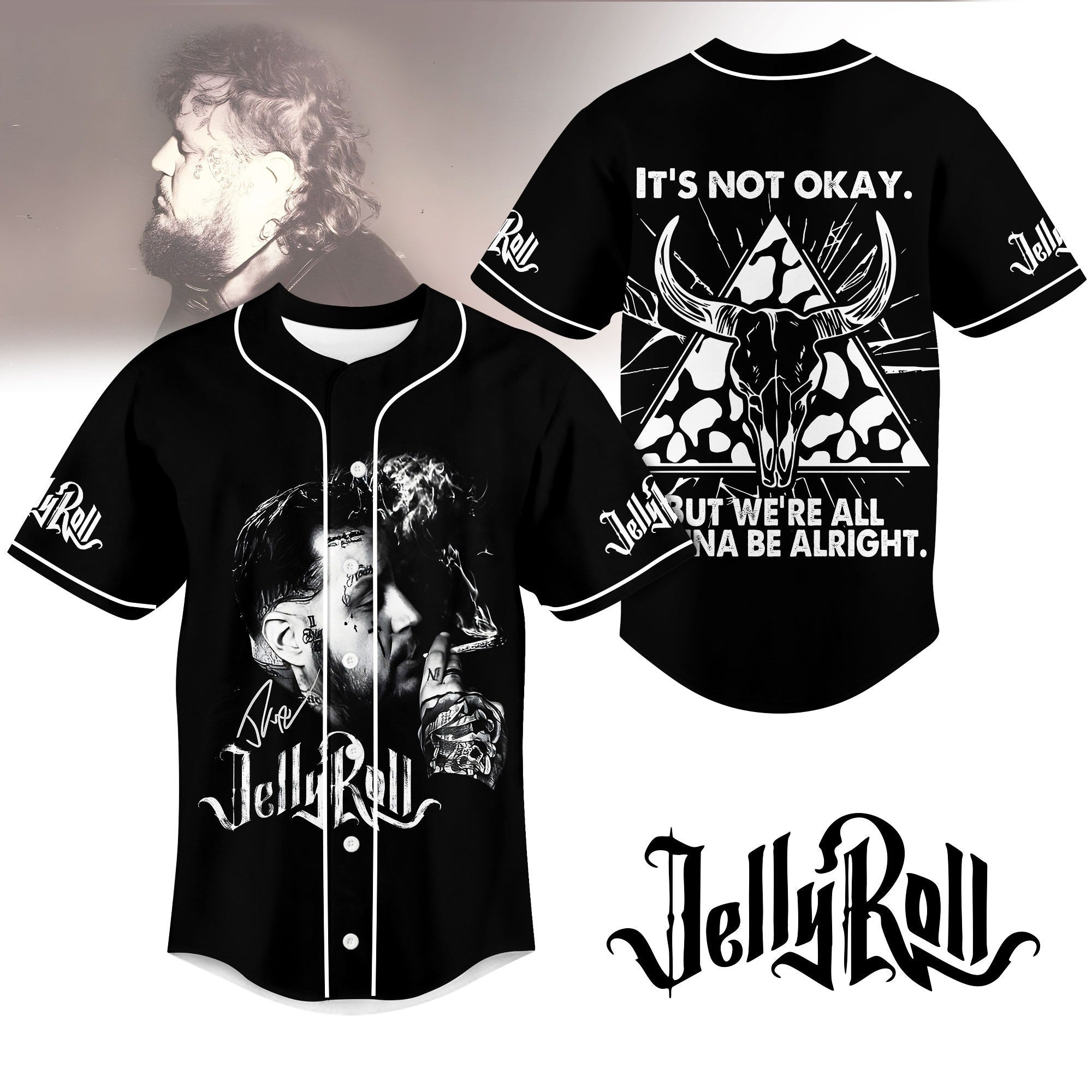Post Malone Merch Jelly Roll It's Not Okay Jersey Great Gifts For Dad