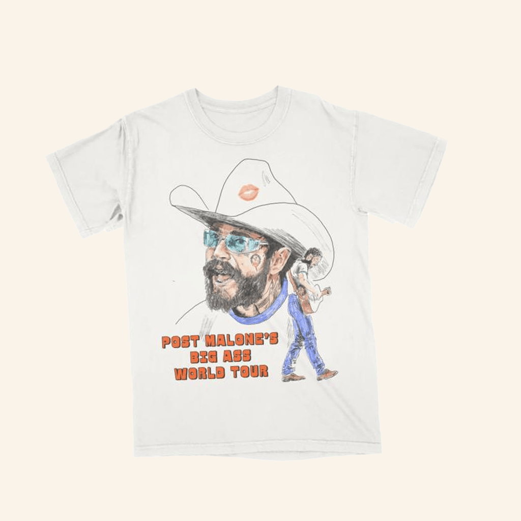 Post Malone Merch The Big Ass World Tour White T-Shirt For Fans Dad Gifts Post Malone Merch The Big Ass World Tour White T-Shirt For Fans Dad Gifts