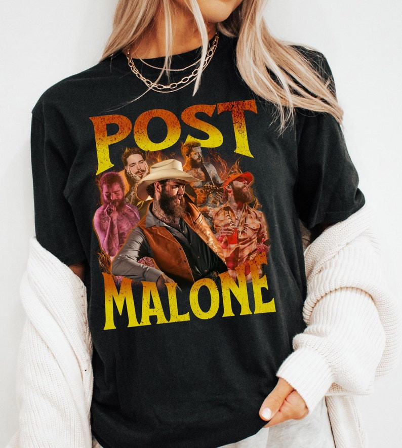 Post Malone Retro Cowboy Vibes 90s Bootleg T-Shirt Vintage Merch Best Gift For Music Fans